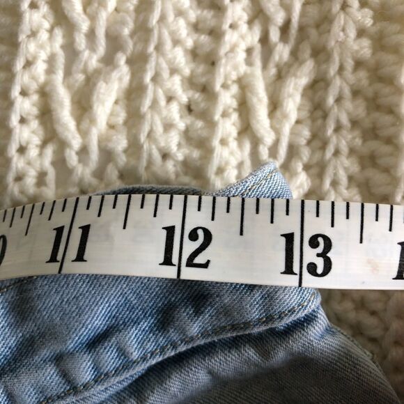 XHILARATION light wash wide leg crop denim jeans silver studs size 5 small - Picture 9 of 13